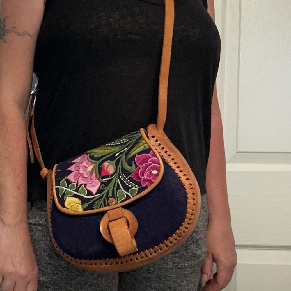 Embroidered Leather Purse